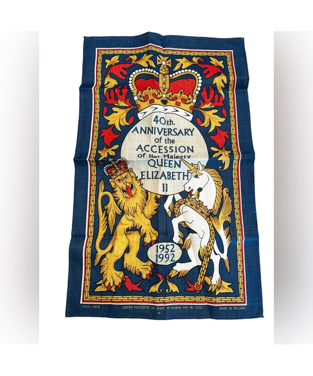 New Old Stock “ULSTER Weavers” Queen Elizabeth’s "Gold Jubilee" Tea Towel