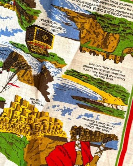 Vintage tea towel linen Giants Causeway Northern Ireland