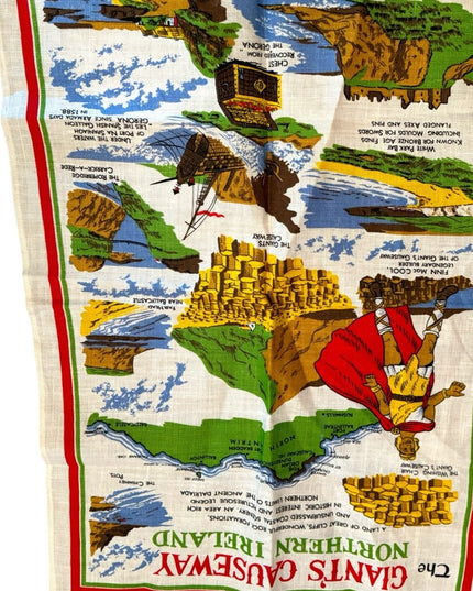 Vintage tea towel linen Giants Causeway Northern Ireland