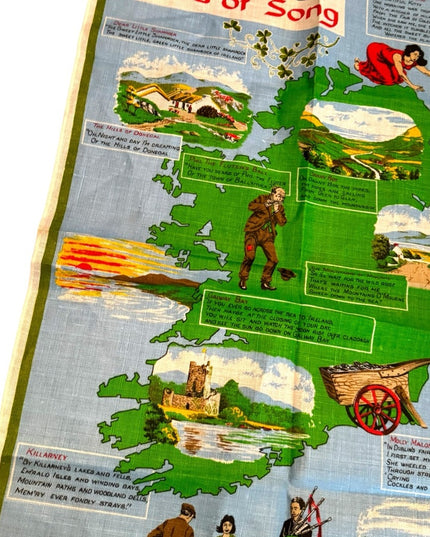 Ireland land of song tea towel mid century vintage