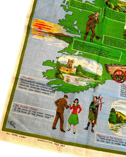 Ireland land of song tea towel mid century vintage