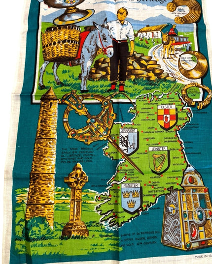 Vintage Ireland Irish Linen tea towel LN Old stock