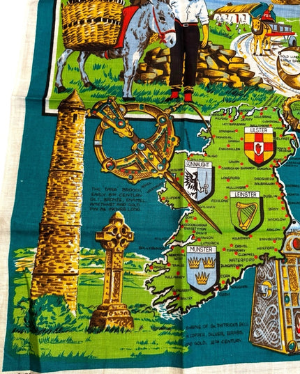 Vintage Ireland Irish Linen tea towel LN Old stock