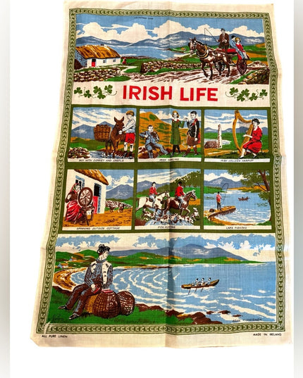 Mid century irish Life Tea towel 20x30”
