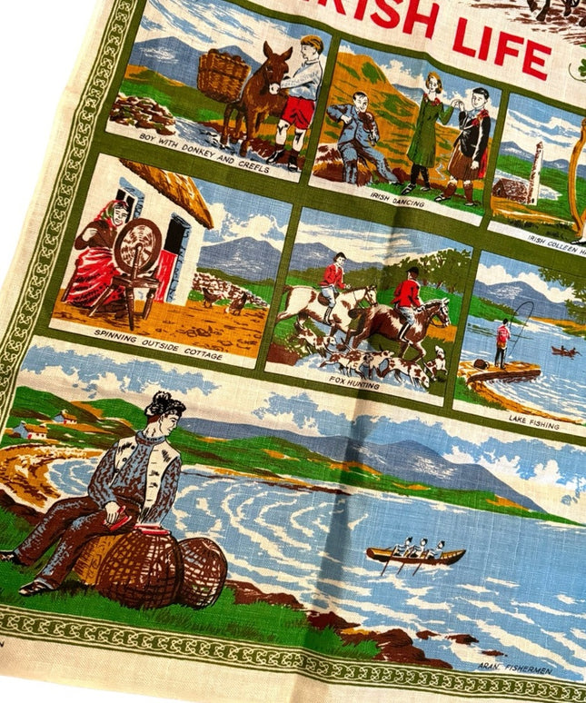 Mid century irish Life Tea towel 20x30”