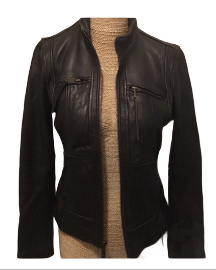 Brown Michael Kors leather moto Jacket VG
