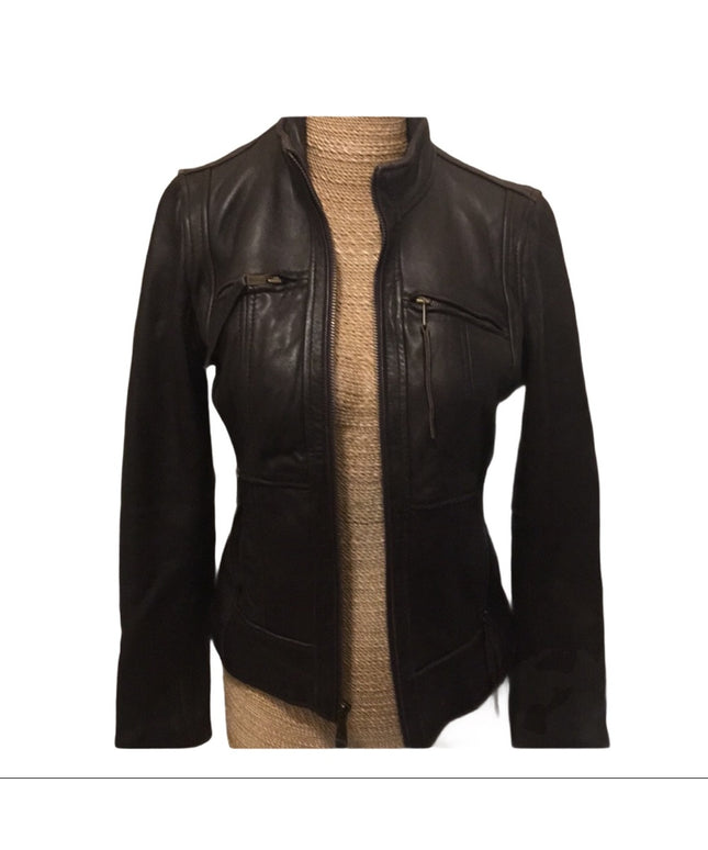 Brown Michael Kors leather moto Jacket VG