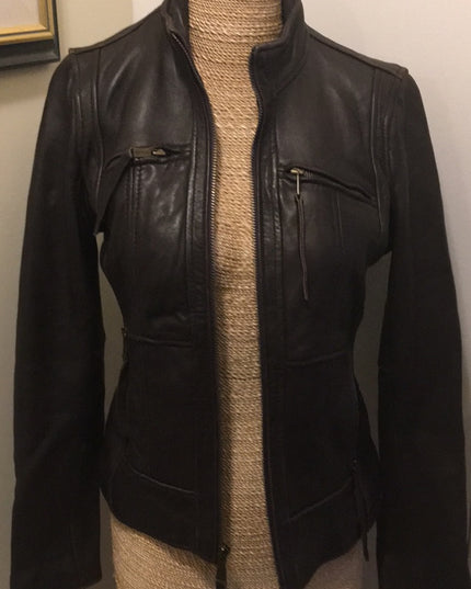 Brown Michael Kors leather moto Jacket VG