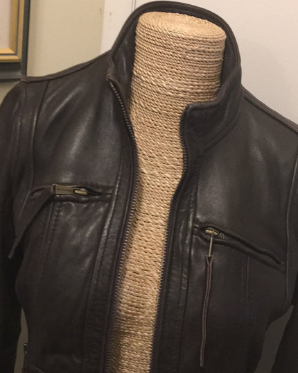 Brown Michael Kors leather moto Jacket VG