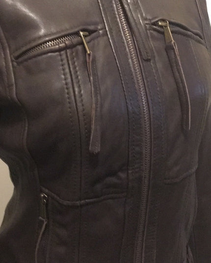 Brown Michael Kors leather moto Jacket VG
