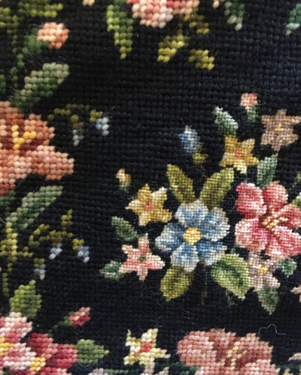 Antique Petite point flowers spectacular purse needlepoint