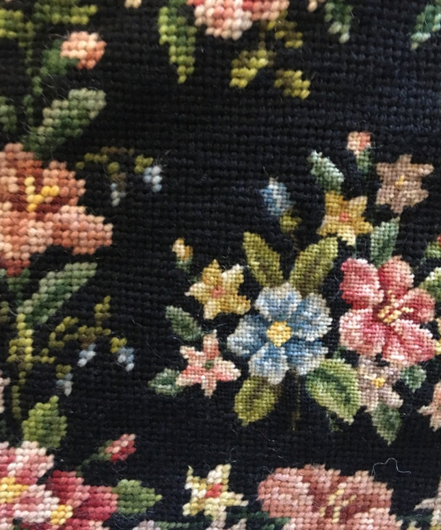 Antique Petite point flowers spectacular purse needlepoint