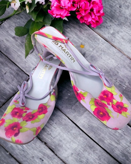 JB Martin Paris Vintage purple pink flowers heels
