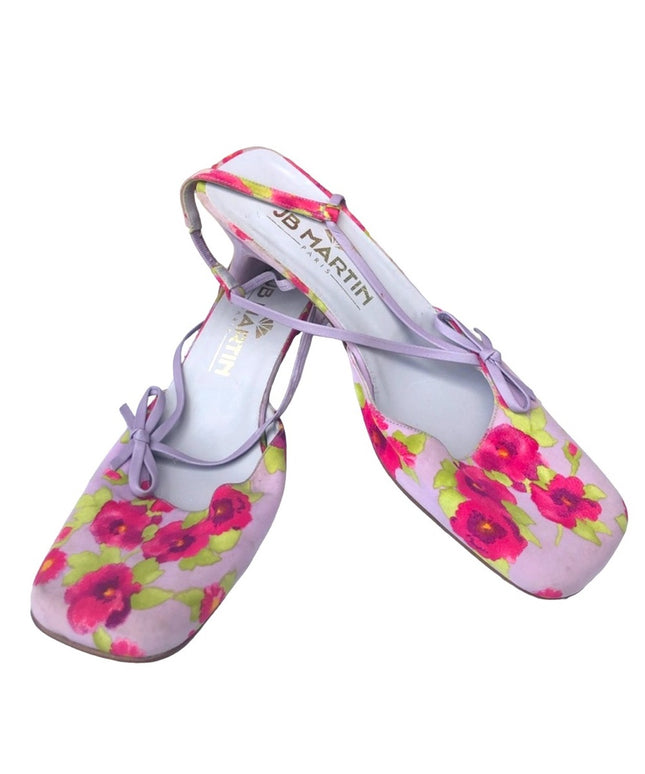JB Martin Paris Vintage purple pink flowers heels