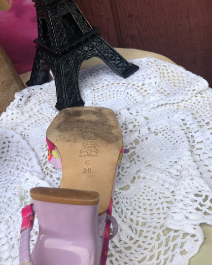 JB Martin Paris Vintage purple pink flowers heels