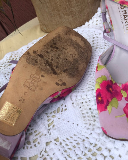 JB Martin Paris Vintage purple pink flowers heels