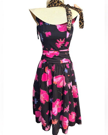 Vintage Laura Ashley Tea party summer spring dress SZ 8 pink flowers
