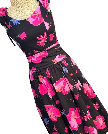 Vintage Laura Ashley Tea party summer spring dress SZ 8 pink flowers