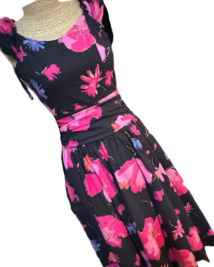 Vintage Laura Ashley Tea party summer spring dress SZ 8 pink flowers