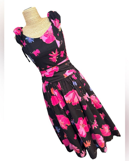 Vintage Laura Ashley Tea party summer spring dress SZ 8 pink flowers