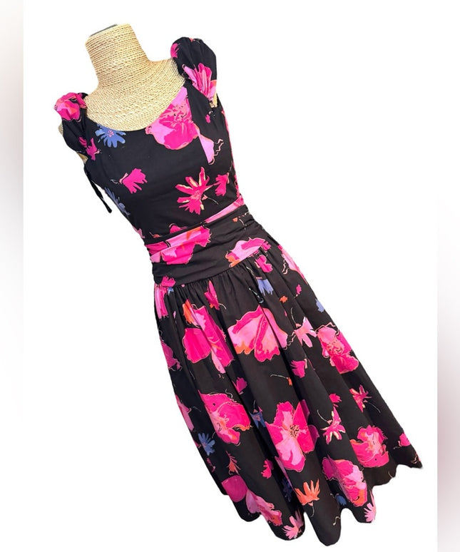 Vintage Laura Ashley Tea party summer spring dress SZ 8 pink flowers