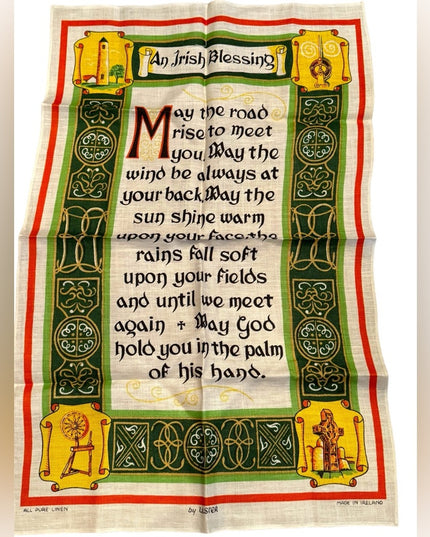 Vintage tea towel 20x32” An Irish Blessing Linen