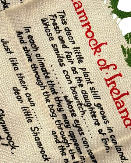 Vintage tea towel 20x32” The green little shamrock of Ireland Linen