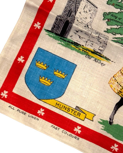 Vintage tea towel 20x32” Ireland Linen mid century kitchen