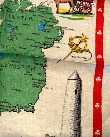 Vintage tea towel 20x32” Ireland Linen mid century kitchen