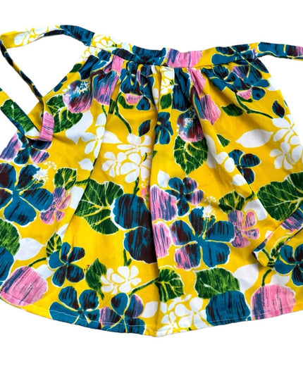 Vintage mid century hand made polyester funky hawaiin flower apron