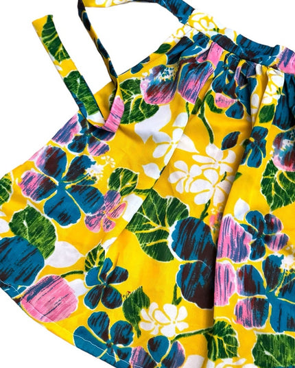 Vintage mid century hand made polyester funky hawaiin flower apron