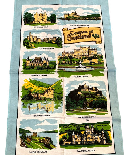 Vintage tea towel 20x32” Scottish  Linen mid century kitchen