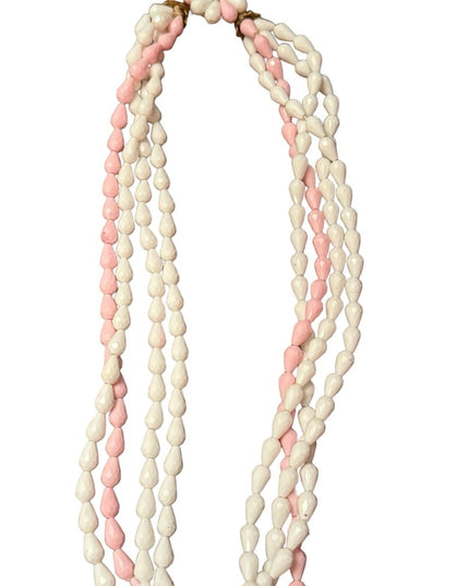 Vintage pastel pink & white plastic West Germany multistrand necklace daisy 1970
