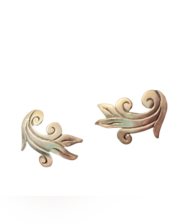Taxco Sterling Silver 925 Scroll Design Screw Back Earrings Mexico Vintage