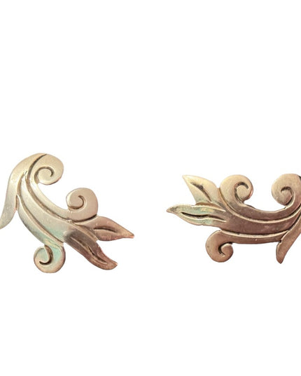 Taxco Sterling Silver 925 Scroll Design Screw Back Earrings Mexico Vintage
