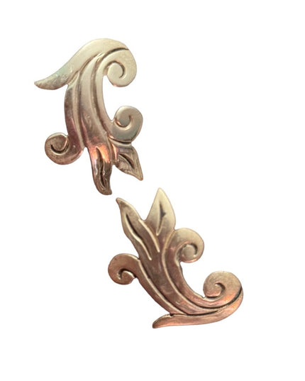 Taxco Sterling Silver 925 Scroll Design Screw Back Earrings Mexico Vintage