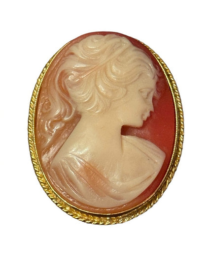 Vintage Spinx Gold finish resin CAMEO brooch