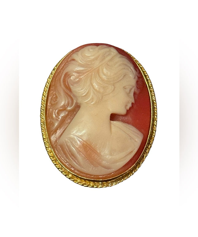 Vintage Spinx Gold finish resin CAMEO brooch