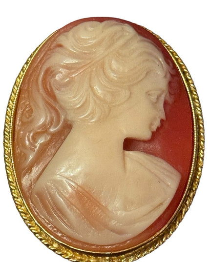 Vintage Spinx Gold finish resin CAMEO brooch