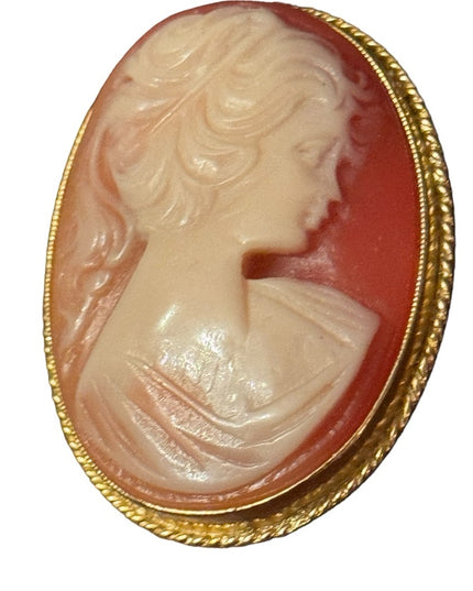 Vintage Spinx Gold finish resin CAMEO brooch