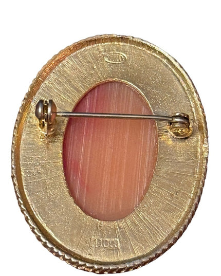 Vintage Spinx Gold finish resin CAMEO brooch