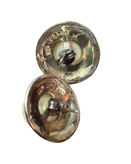 Sterling silver CFJ 925 Marcasite pearl earrings