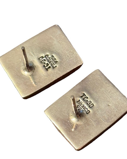 Sterling silver Taxco Mexico Tiger eye TC-90 Earrings