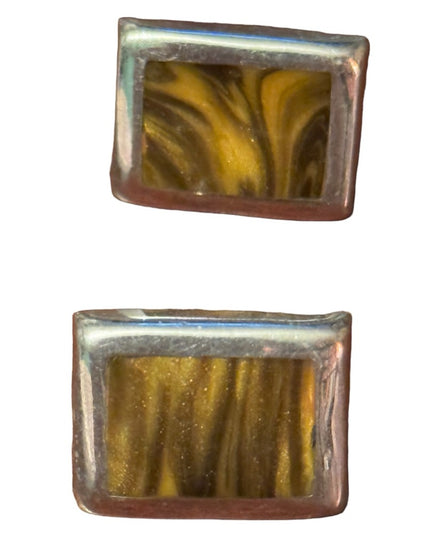 Sterling silver Taxco Mexico Tiger eye TC-90 Earrings