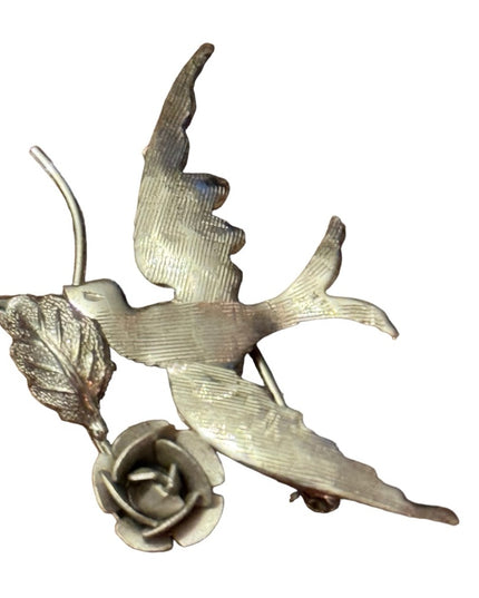 Vintsge small sterling silver BOYD BOND sweetheart swallow bird brooch