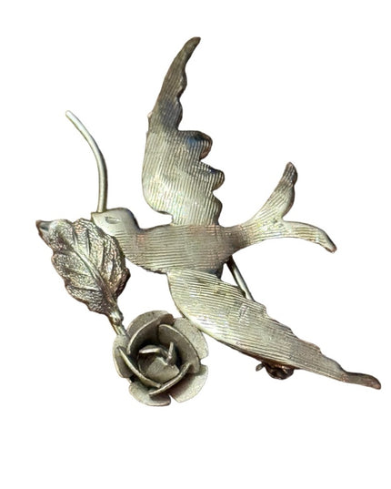 Vintsge small sterling silver BOYD BOND sweetheart swallow bird brooch