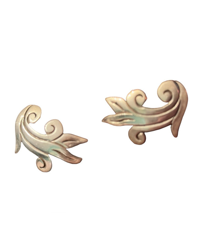 Taxco Sterling Silver 925 Scroll Design Screw Back Earrings Mexico Vintage