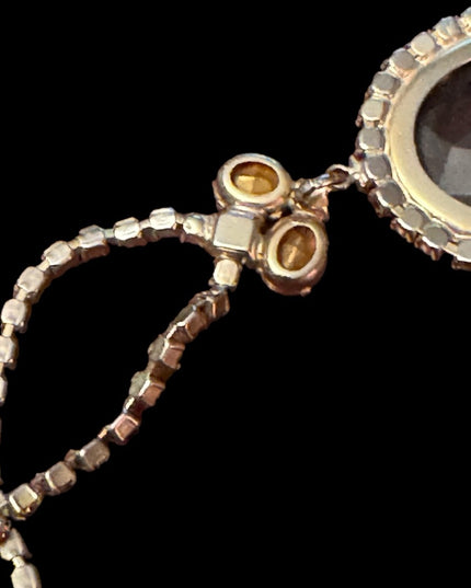Lovely crystal Statement vintsge Amber Citrine Rhinestone Pendant Necklace