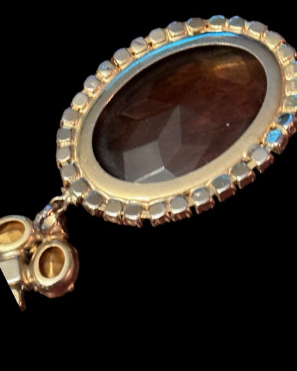 Lovely crystal Statement vintsge Amber Citrine Rhinestone Pendant Necklace