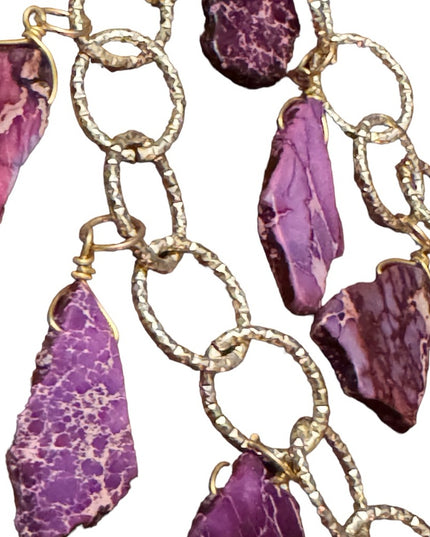 Lovely purple ocean Jasper chunky stone runway fashion golf finish necklace